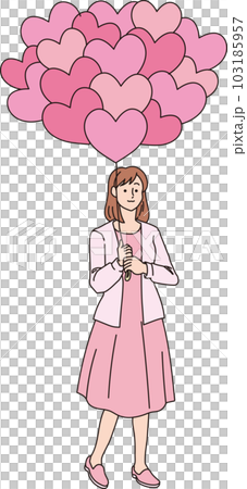 有心形氣球的人_顏色_女人_全身 有心形氣球的人_顏色_女人_全身 103185957