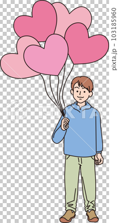 People with heart balloons _ color _ boy _ whole body People with heart balloons _ color _ boy _ whole body 103185960