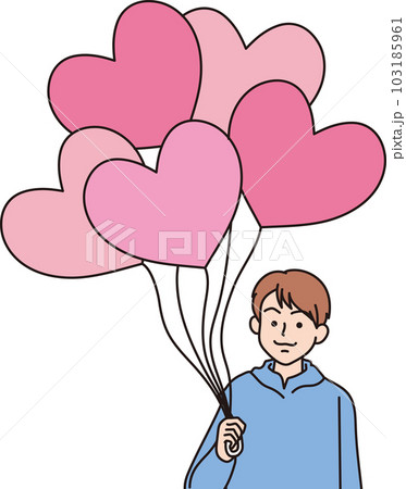 ハートの風船を持った人たち_カラー_男の子_上半身 103185961