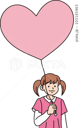 ハートの風船を持った人たち_カラー_女の子_上半身 103185963