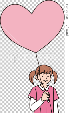 ハートの風船を持った人たち_カラー_女の子_上半身 103185963