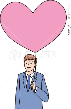 ハートの風船を持った人たち_カラー_男子高校生_上半身 103186229