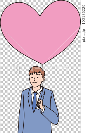 ハートの風船を持った人たち_カラー_男子高校生_上半身 103186229