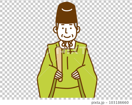 狩衣を着て笏を持った男性の神主イラスト 103186660