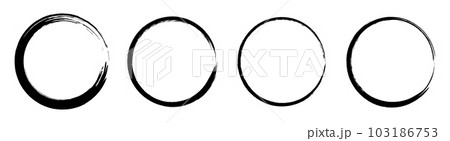 Black grunge circle brush. Ink frame set vector illustration 103186753