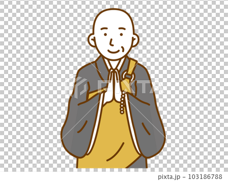 Illustration of a male monk singing in chorus facing the front Illustration of a male monk singing in chorus facing the front 103186788