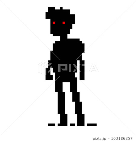 Pixel art cartoon shadow man character. 103186857