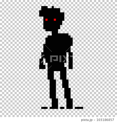 Pixel art cartoon shadow man character. 103186857