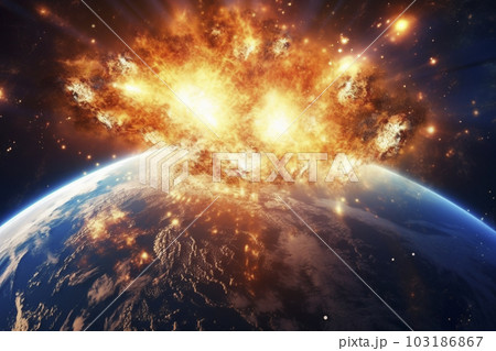 核戦争で破壊される地球「AI生成画像」 103186867