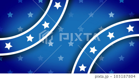 Composition of white stars and lines on blue background 103187804