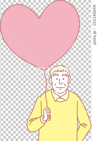 心形氣球人_粉黃色_老年男性_上半身 心形氣球人_粉黃色_老年男性_上半身 103188849
