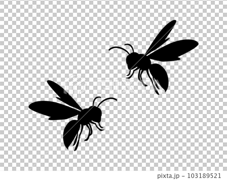 Silhouette illustration of two flying wasps 103189521