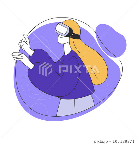 Young Woman Wearing Augmented Reality Glasses in Fluid Shape Vector Illustration Young Woman Wearing Augmented Reality Glasses in Fluid Shape Vector Illustration 103189871