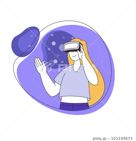 Young Woman Wearing Augmented Reality Glasses in Fluid Shape Vector Illustration 103189873
