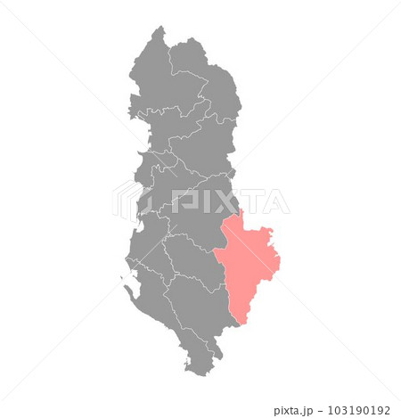 Korce county map, administrative subdivisions of Albania. Vector illustration. 103190192