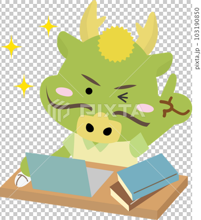 一條龍在電腦上工作時指著一個點 103190850