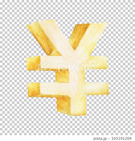 Golden yen. Watercolor illustration. Golden yen. Watercolor illustration. 103191204