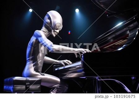 alien musician playing trancelike melody on...のイラスト素材 [103191675] - PIXTA