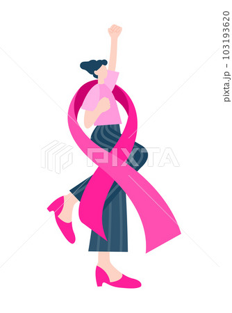 Pink ribbon with a fighting woman. Pink ribbon with a fighting woman. 103193620