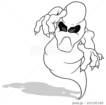 Drawing of a Spooky Hovering Ghost Drawing of a Spooky Hovering Ghost 103195389
