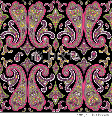 Paisley Ethnic Floral Hand Drawn Seamless Pattern 103195580