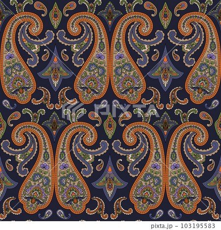 Paisley Ethnic Floral Hand Drawn Seamless Pattern 103195583