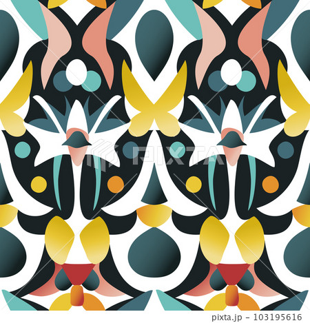 Retro geometric abstract seamless pattern in style 50-70s Retro geometric abstract seamless pattern in style 50-70s 103195616