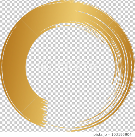 手描きの円　丸　金色 103195904