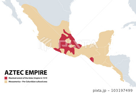 Aztec Empire, map of the Triple Alliance and...のイラスト素材 [103197499] - PIXTA