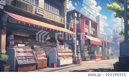 1960年代の懐かしい日本の街並み　駄菓子屋（AI生成画像） 103198355