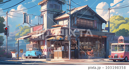 1960年代の懐かしい日本の街並み　駄菓子屋（AI生成画像） 103198358