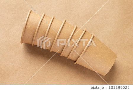 Stack of biodegradable disposable paper cup Stack of biodegradable disposable paper cup 103199023