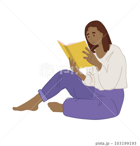 AN illustration of a black woman reading. 103199193