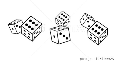 Dice cube line icon. Outline casino dice vector gamble illustration line icon. 103199925