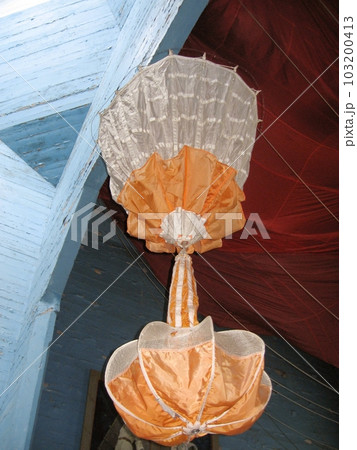 Yuri Gagarin's training parachute at the Museum of knowledge of the worldview and space exploration, Pereyaslav-Khmelnitsky. 103200413
