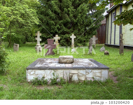 In Pereyaslav, Ukraine, there is an ancient Christian cemetery adorned with stone tombstones. In Pereyaslav, Ukraine, there is an ancient Christian cemetery adorned with stone tombstones. 103200420