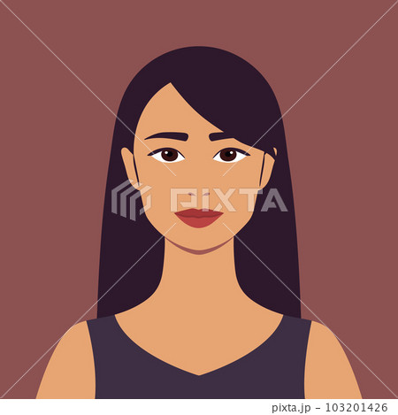 Portrait of a beautiful woman in flat style. Avatar for social media. Abstract female portrait 103201426