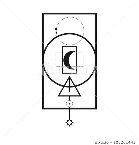 Abstract geometric magical shape. Abstract mysterious symbol isolated on white Abstract geometric magical shape. Abstract mysterious symbol isolated on white 103201443