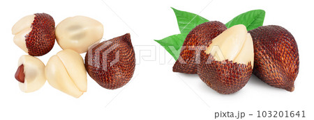 Salak snake fruit isolated on white background with  full depth of field. Top view. Flat lay. 103201641