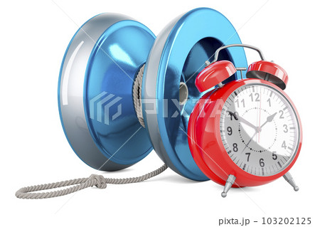 Yo-yo with alarm clock, 3D rendering Yo-yo with alarm clock, 3D rendering 103202125
