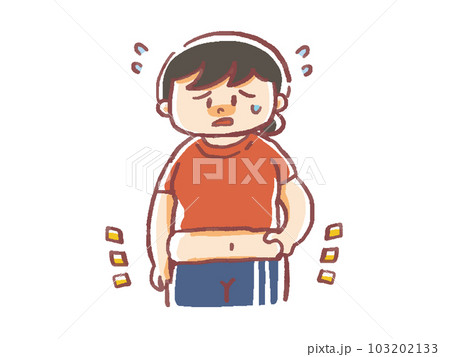 太っていることに困っている太った女性のイラスト 103202133