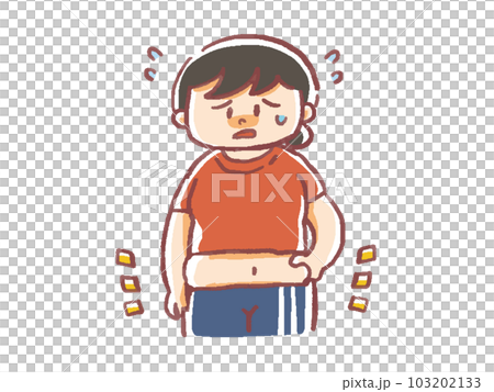 太っていることに困っている太った女性のイラスト 103202133