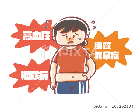 病気を心配する太った女性のイラスト 103202134