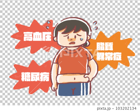 病気を心配する太った女性のイラスト 103202134