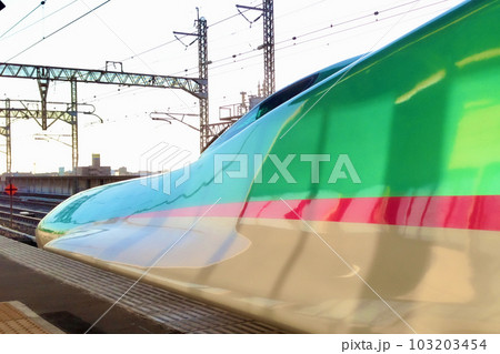 新幹線の先頭部(E5系・東北新幹線宇都宮駅) 新幹線の先頭部(E5系・東北新幹線宇都宮駅) 103203454