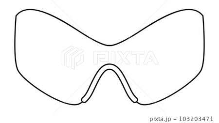 Ski Cat frame glasses fashion accessory illustration. Sunglass front view for Men, women, unisex silhouette style, flat 103203471