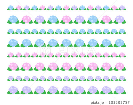 区切りや囲みに使える紫陽花のラインセット 103203757
