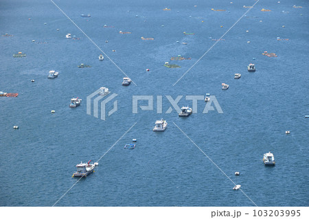 海潟漁港の養殖いかだ群 海潟漁港の養殖いかだ群 103203995