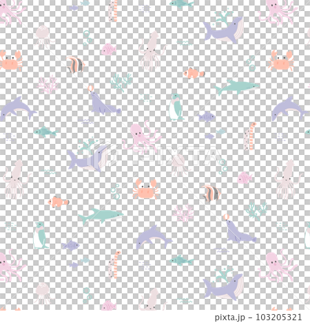 Illustration pattern of sea creatures Illustration pattern of sea creatures 103205321