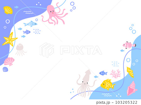 海の生き物の背景イラスト 海の生き物の背景イラスト 103205322